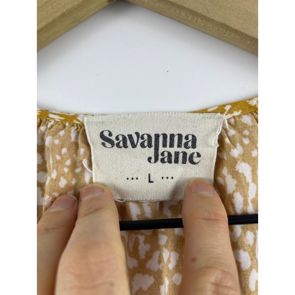 Savanna Jane Women's Large Southwestern Embroidered Yellow Peasant Bouse - Picture 5 of 9